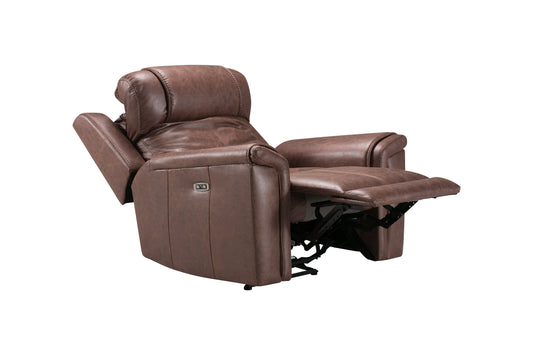 Charles Electric / Power Reclining Brown Resilience Fabric Armchair / 1 Seater Sofa | Power Headrests | USB Charging Plus High Seating & Backrest Position | Couch