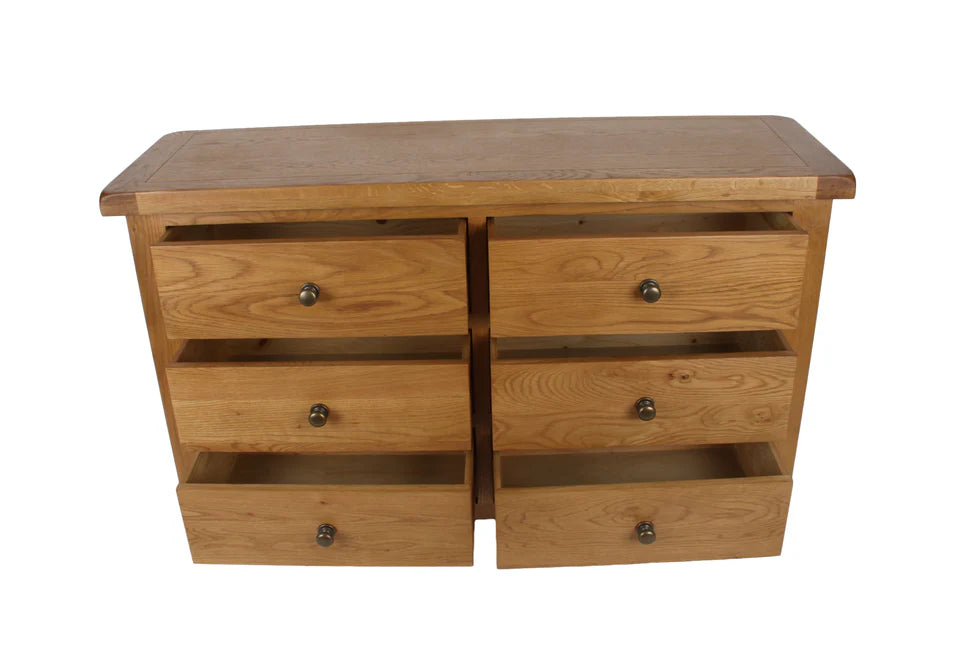 Torino 6 Drawer Real Hardwood Oak Chest Of Draws