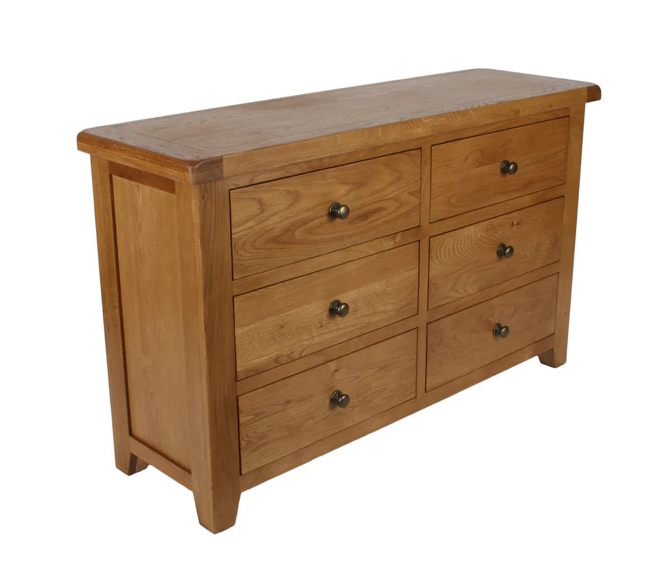 Torino 6 Drawer Real Hardwood Oak Chest Of Draws