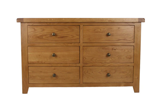 Torino 6 Drawer Real Hardwood Oak Chest Of Draws