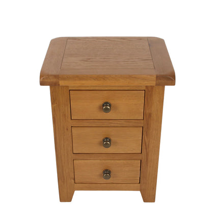 Torino Real Hardwood Oak Bedside 3 Drawer