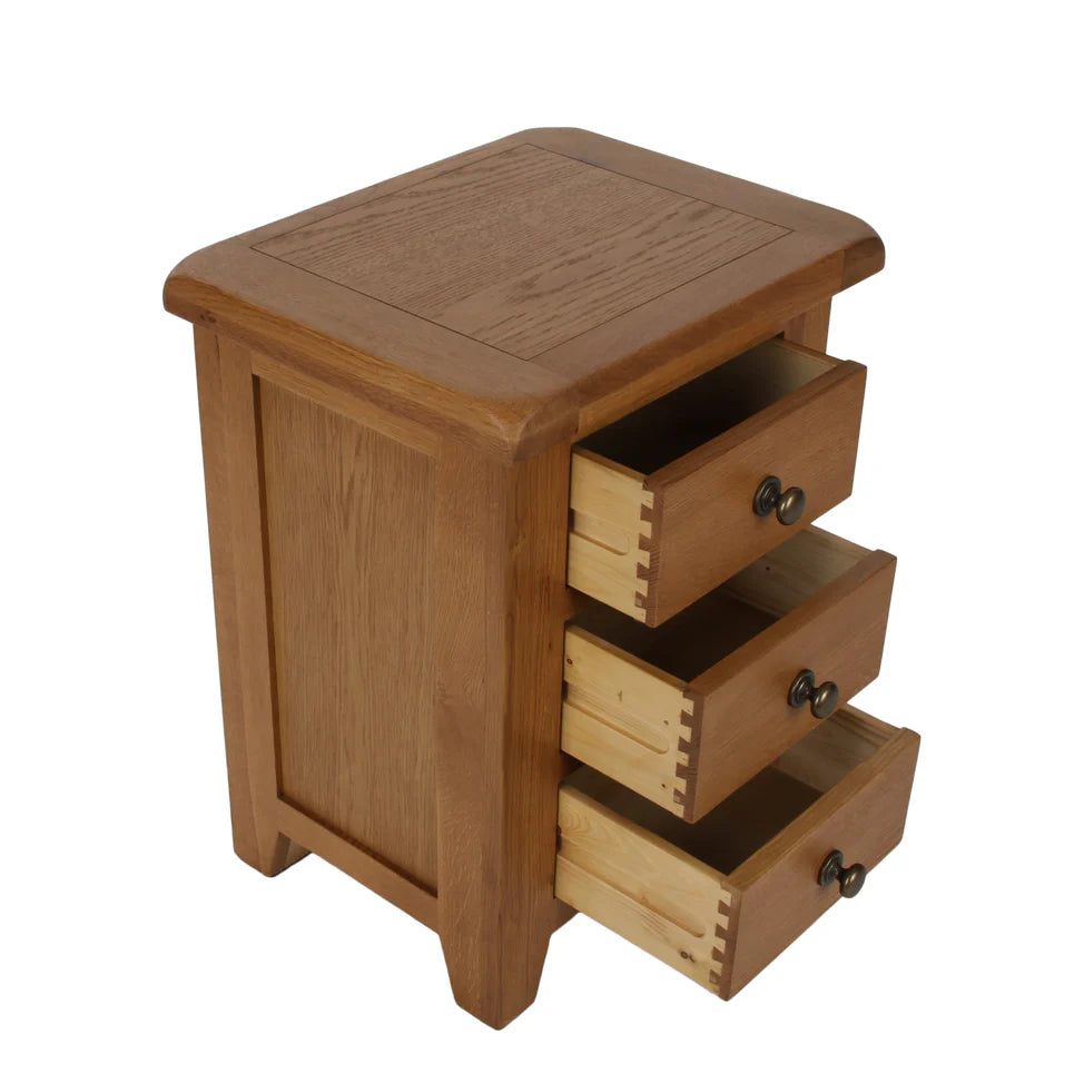 Torino Real Hardwood Oak Bedside 3 Drawer
