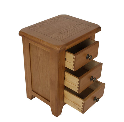 Torino Real Hardwood Oak Bedside 3 Drawer