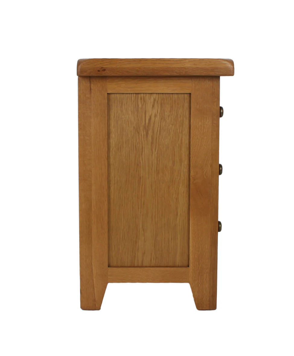 Torino Real Hardwood Oak Bedside 3 Drawer