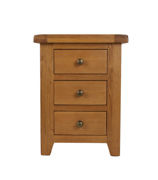 Torino Real Hardwood Oak Bedside 3 Drawer