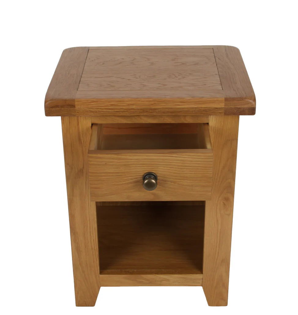 Torino Real Hardwood Oak Bedside 1 Drawer