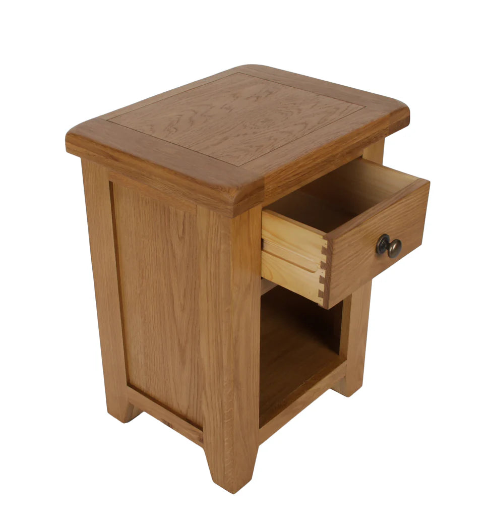 Torino Real Hardwood Oak Bedside 1 Drawer