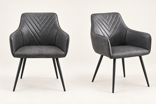STNFD Grey Quilted Leather Tub Dining Chairs Set Of 2, 4, 6 or 8