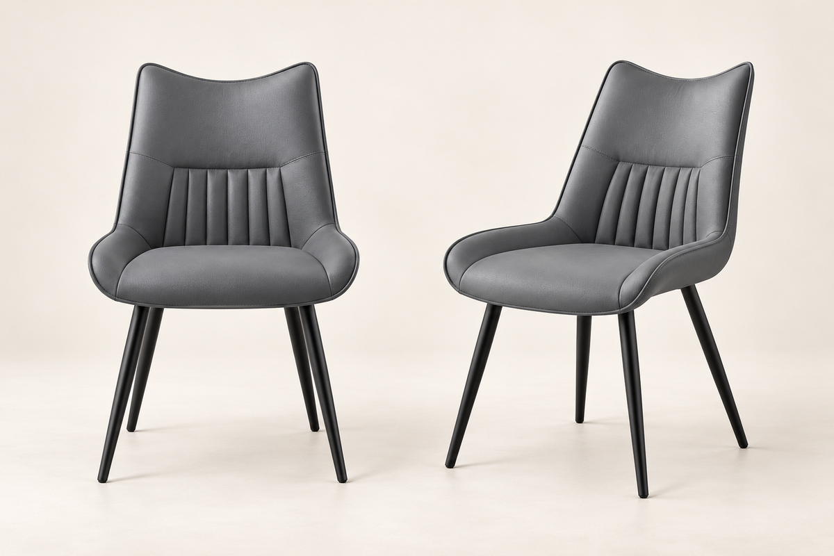 (Pre Order Deal, Arriving December 15th) Celia Dining Chairs In Elephant Grey Leather