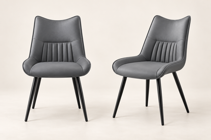 (Pre Order Deal, Arriving December 15th) Celia Dining Chairs In Elephant Grey Leather