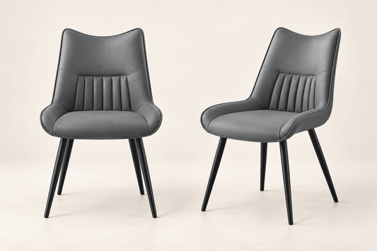 (Pre Order Deal, Arriving December 15th) Celia Dining Chairs In Elephant Grey Leather