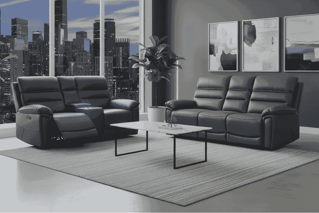 DFS Lawson Grey Easy Clean Fabric Electric Reclining Sofa Range Suite Set With USB Charging Ports & Drop Down Tray Table