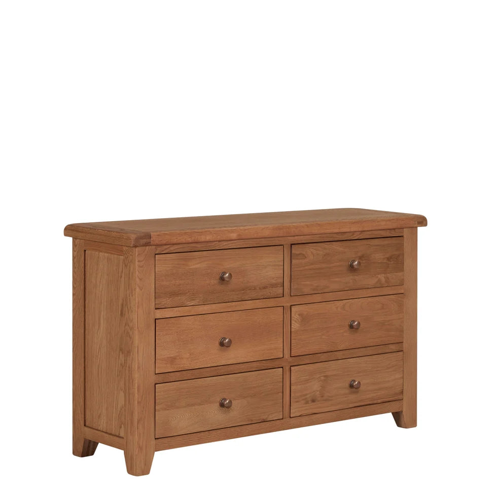Torino 6 Drawer Real Hardwood Oak Chest Of Draws