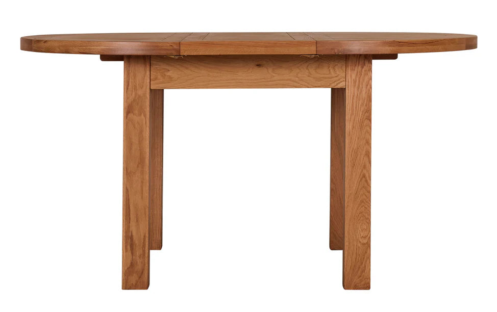 Torino Real Hardwood Oak 1.1m - 1.5m Round Extending Dining Table