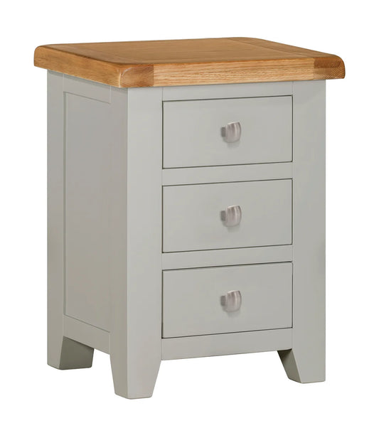 Lucca Real Hardwood Oak Bedside 3 Drawer
