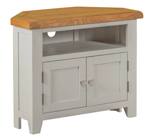 Lucca Real Hardwood Oak Corner TV Unit