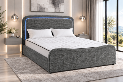 (Pre Order Deal, Back In Stock December 15th) "Harriet" Grey Ottoman Storage Bed Frame + Mattress Package