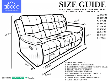 Dual Motor Electric Lando Black Leather Rise & Recliner 3 Seater Sofa Suite Couch