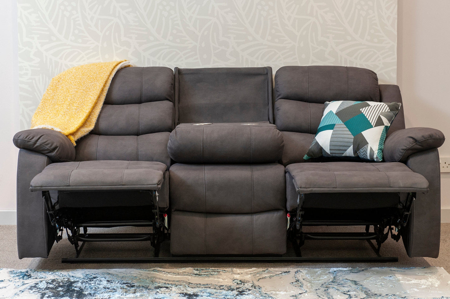 Willow Dark Grey Easy Clean Fabric With Manual Reclining Feature Seater Sofa Set Range