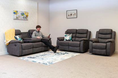 Willow Dark Grey Easy Clean Fabric With Manual Reclining Feature Seater Sofa Set Range