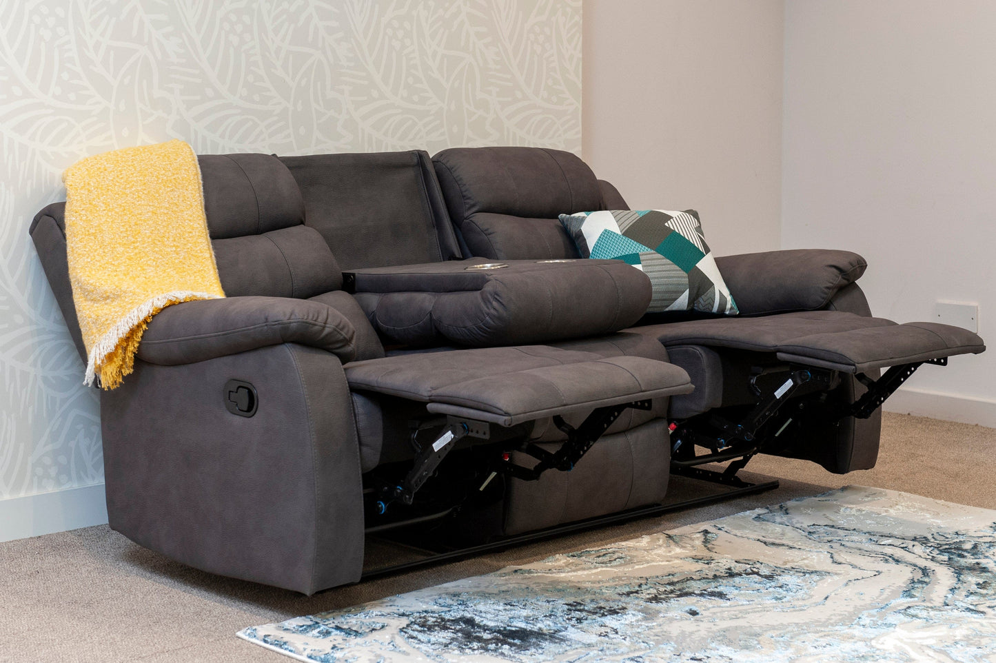 Willow Dark Grey Easy Clean Fabric With Manual Reclining Feature Seater Sofa Set Range