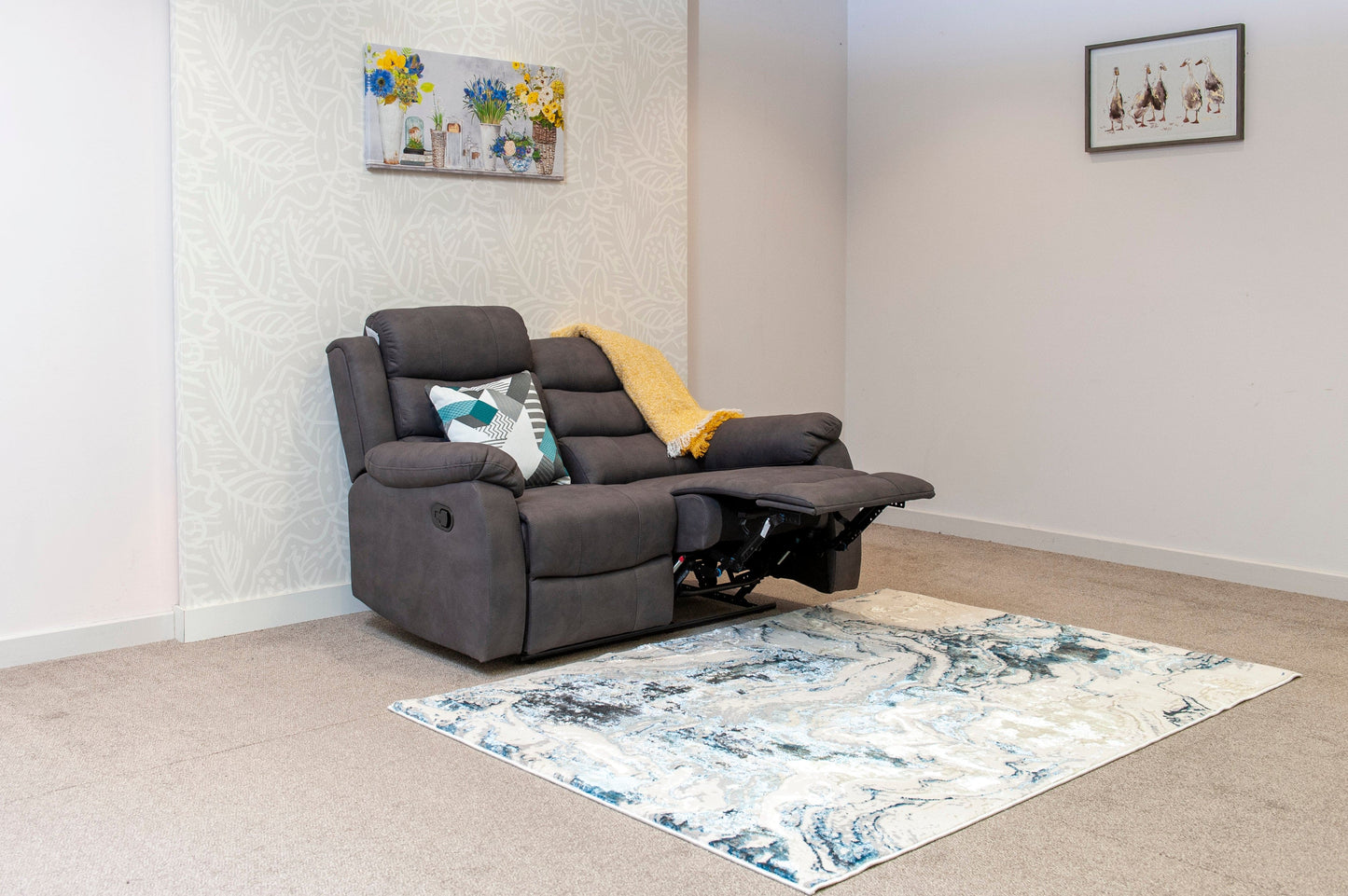 Willow Dark Grey Easy Clean Fabric With Manual Reclining Feature Seater Sofa Set Range