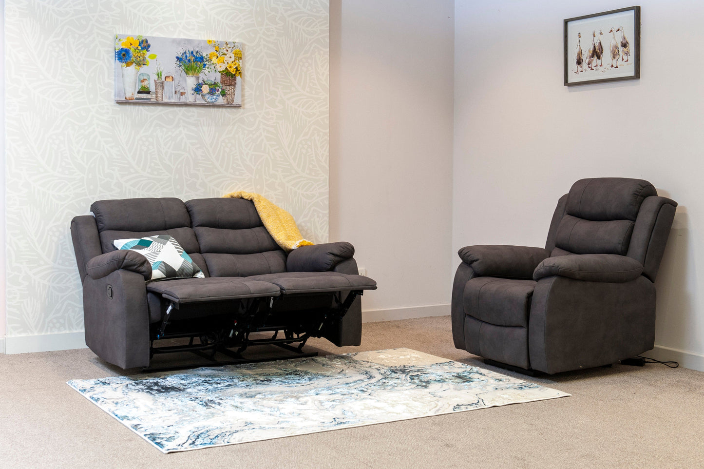 Willow Dark Grey Easy Clean Fabric With Manual Reclining Feature Seater Sofa Set Range