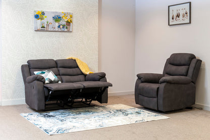 Willow Dark Grey Easy Clean Fabric With Manual Reclining Feature Seater Sofa Set Range