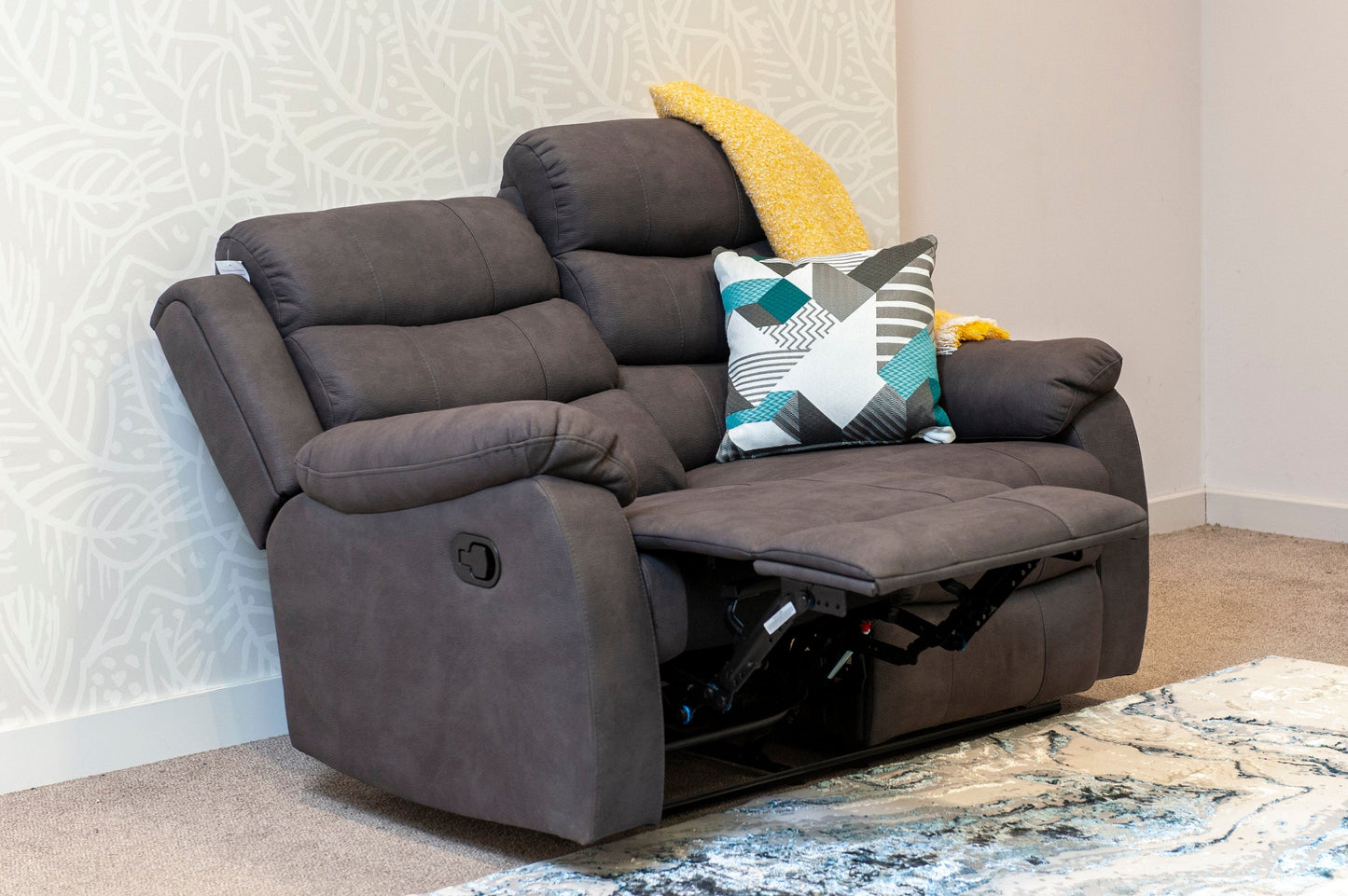 Willow Dark Grey Easy Clean Fabric With Manual Reclining Feature Seater Sofa Set Range