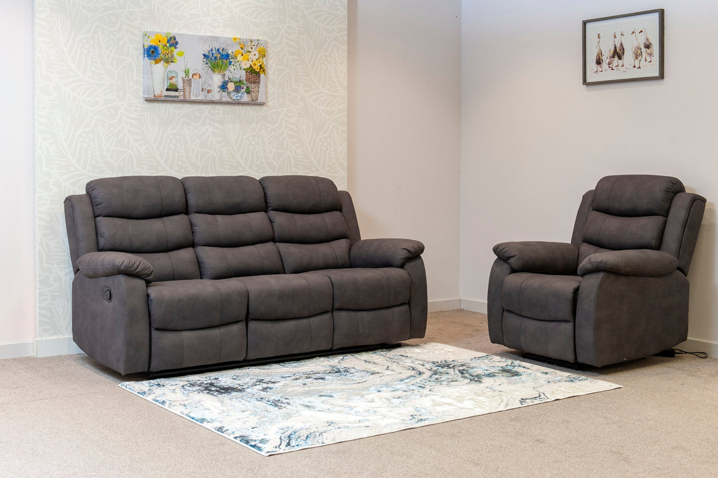Willow Dark Grey Easy Clean Fabric With Manual Reclining Feature Seater Sofa Set Range