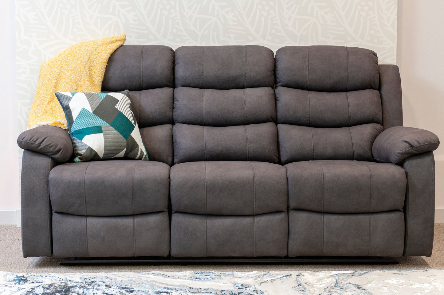 Willow Dark Grey Easy Clean Fabric With Manual Reclining Feature Seater Sofa Set Range