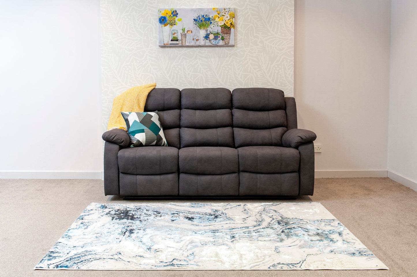 Willow Dark Grey Easy Clean Fabric With Manual Reclining Feature Seater Sofa Set Range