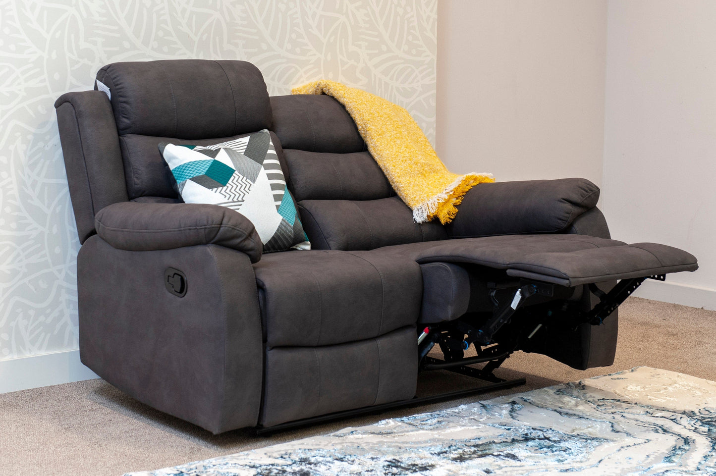 Willow Dark Grey Easy Clean Fabric With Manual Reclining Feature Seater Sofa Set Range
