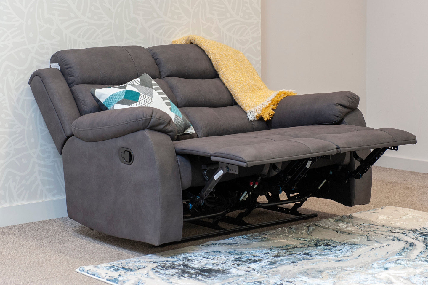 Willow Dark Grey Easy Clean Fabric With Manual Reclining Feature Seater Sofa Set Range