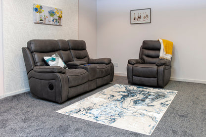 Cinema Sofas | Drinks Coolers | Wireless Charging | Bluetooth Speakers | Power Adjustable Headrests | Express Smart Tech Grey Fabric Power Recliner 3 + 2 Seater Bundle Sofa Set | Couch |