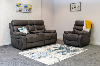 Cinema Sofas | Drinks Coolers | Wireless Charging | Bluetooth Speakers | Power Adjustable Headrests | Express Smart Tech Grey Fabric Power Recliner 3 + 2 Seater Bundle Sofa Set | Couch |