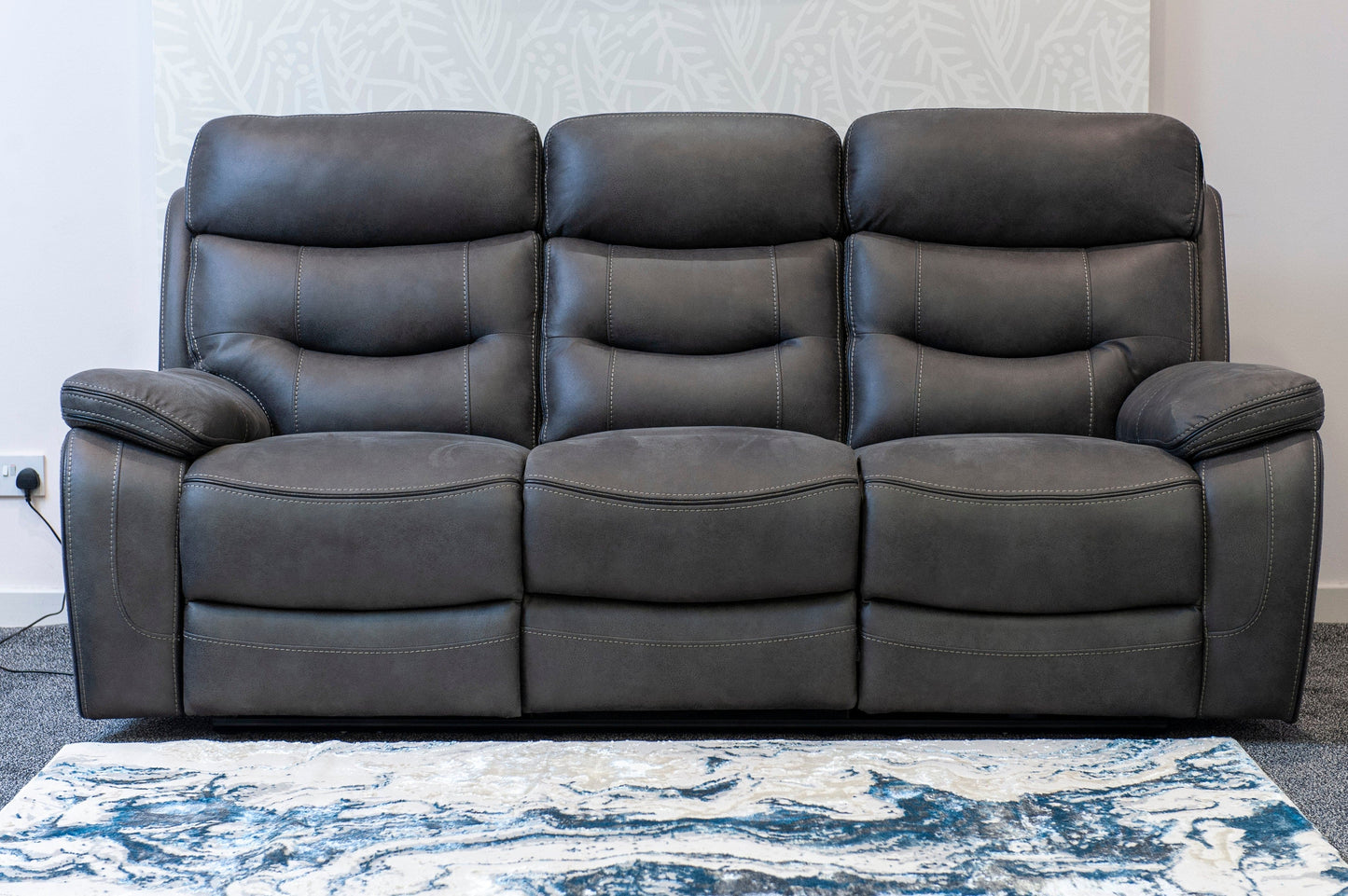 Cinema Sofa | Drinks Coolers | Wireless Charging | Bluetooth Speakers | Express Smart Tech Grey Fabric Power Recliner 3 + 2 Seater Bundle Sofa Set