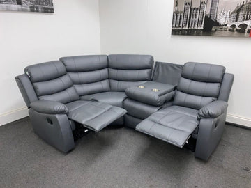 Landos Lhf Modular Recliner 4 Seat Grey Leather Corner Sofa Sofas