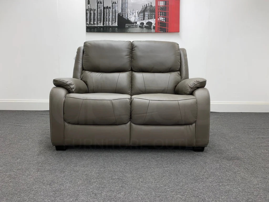 Daytona Grey Leather 2 Seater Sofa Sofas