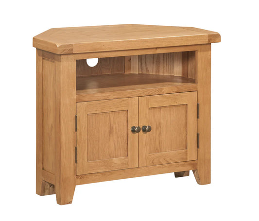 Torino Real Hardwood Oak Corner TV Unit