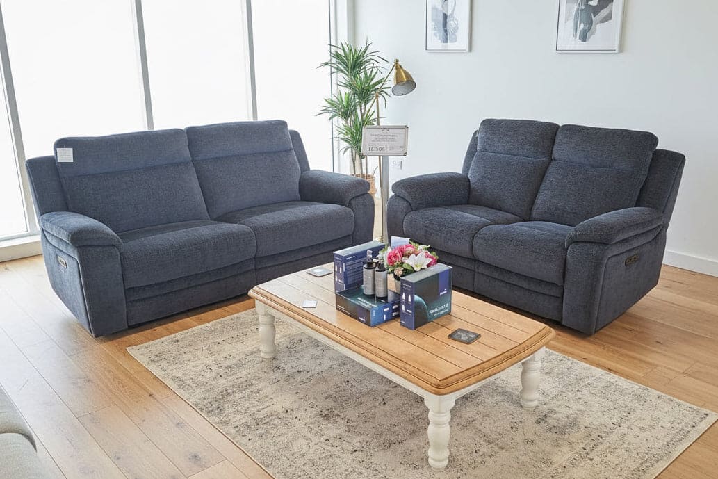 DFS Barratt Clearance -  Electric Reclining 3 Seater + 2 Seater Sofa Set in Charcoal Grey Fabric With USB Charging Ports (Copy)