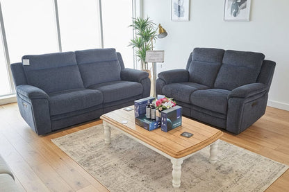 DFS Barratt Clearance -  Electric Reclining 3 Seater + 2 Seater Sofa Set in Charcoal Grey Fabric With USB Charging Ports (Copy)