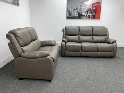 Daytona Grey Leather 3 + 2 Seater Sofa Set Sofas