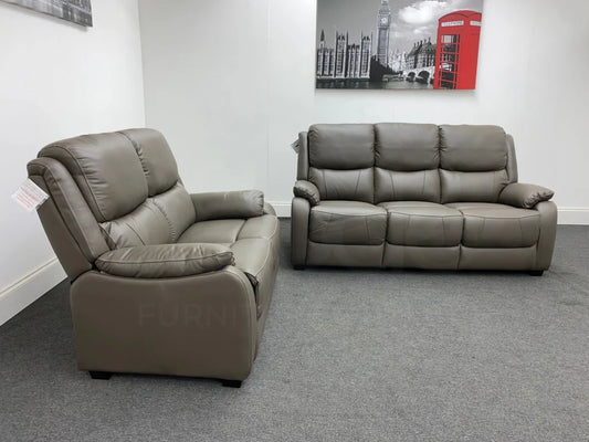 Daytona Grey Leather 3 + 2 Seater Sofa Set Sofas