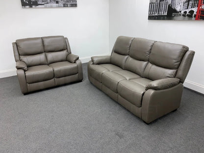 Daytona Grey Leather 3 + 2 Seater Sofa Set Sofas