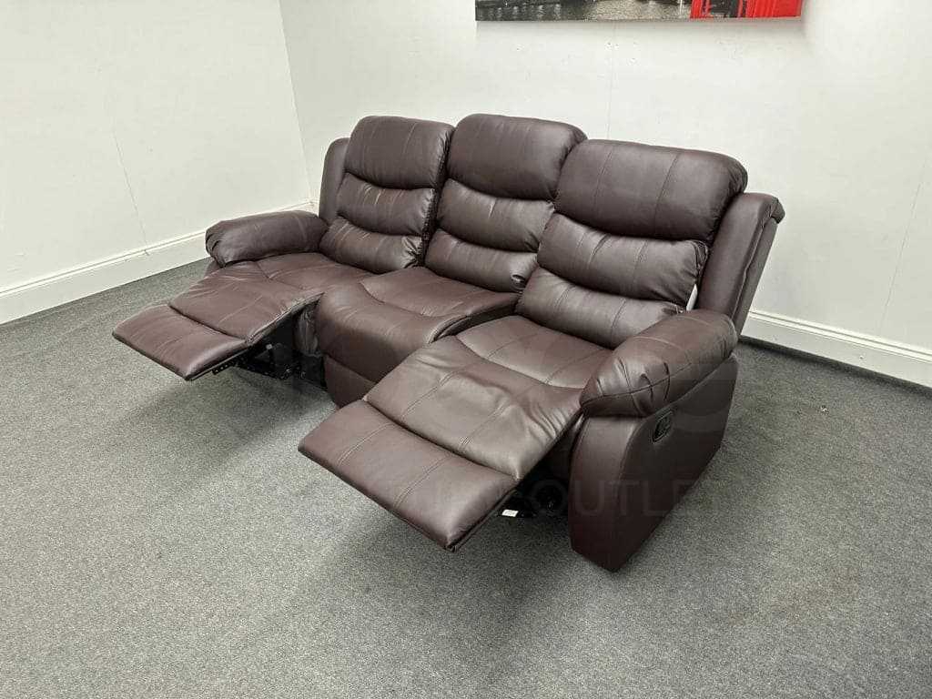 Dfs Landos Recliner Brown Leather 3 Seater Sofa - Drinks Tray Table Sofas