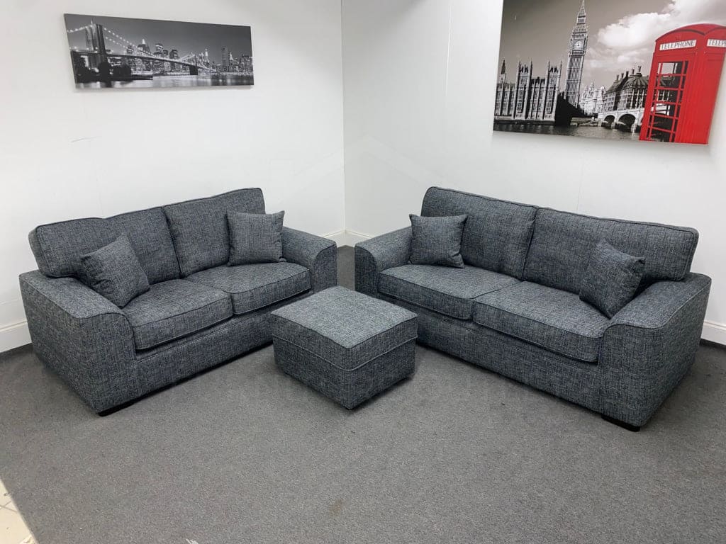 Dfs Millie Express 3 Seater Sofa + 2 Footstool - Charcoal Sofas