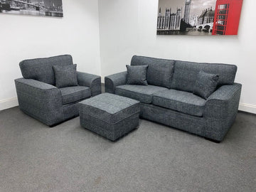 Dfs Millie Express 3 Seater Sofa + Armchair Footstool - Charcoal Sofas