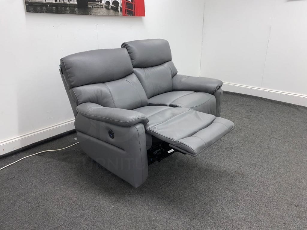 Dfs Pryme Charcoal / Grey Leather Electric Power Reclining 3 Seater 2 & Armchair Sofa Suite Set