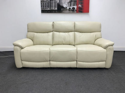 Dfs Pryme Ivory / Cream Leather Electric Power Reclining 3 Seater 2 & Armchair Sofa Suite Set